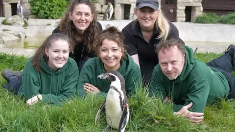 Sewerby Hall zoo Rosie pictured with staff at the zoo
