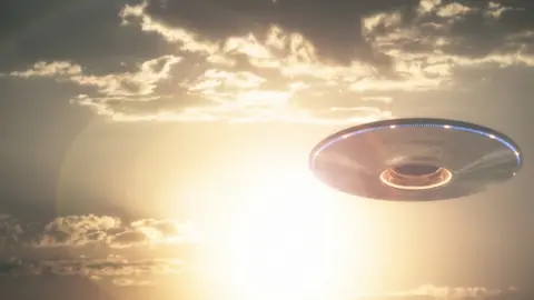 Artwork depicting a UFO