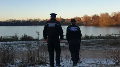 Staffordshire Police Police patrol icy lake