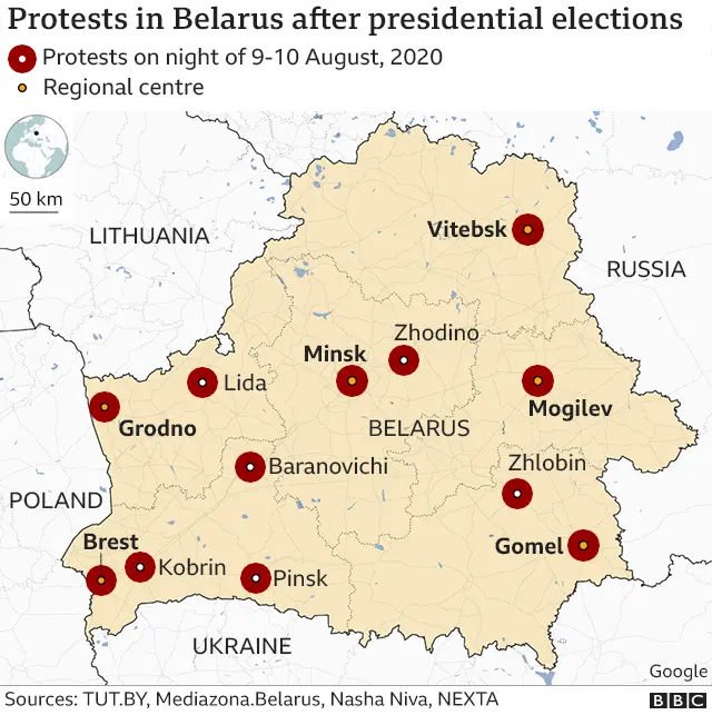 Map of protests