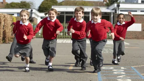 Getty Images kids running a race