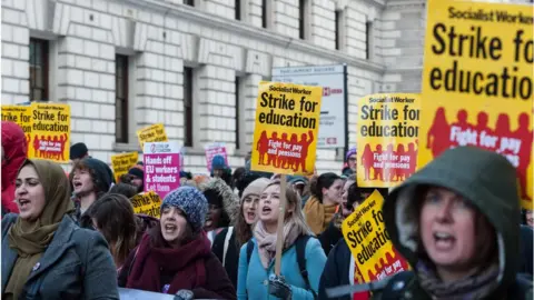 Barcroft Media University staff and students attend a march for education in London in February 2018