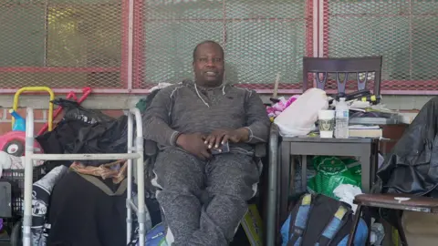 BBC Homeless man Theo Henderson with all his belongings