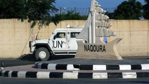 Reuters UN peacekeeping vehicle in the southern Lebanese town of Naqoura (14 October 2020)