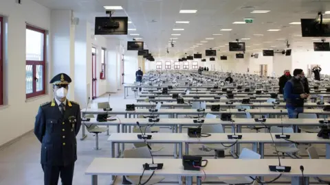 AFP Image shows the inside of a new bunker room built for the upcoming trial