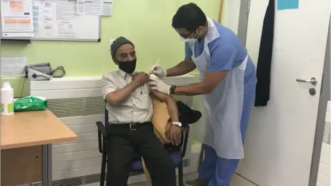 BBC Hassan Ahmed from Cardiff is vaccinated