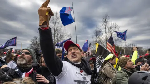 A Trump supporter outside Congress on 6 January 2021