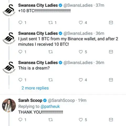 Twitter Twitter accounts claim the bitcoin scam is working