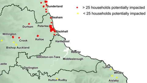 Arqiva Map of homes affected