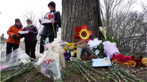 Getty Images A makeshift memorial at the site of Lyoya's death