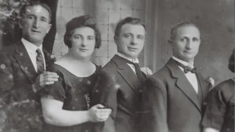 Geraldine Connon Belfast tailors Alec Leopold, Bea Leopold Freeman, Sam Freeman, and their father Philip Leopold