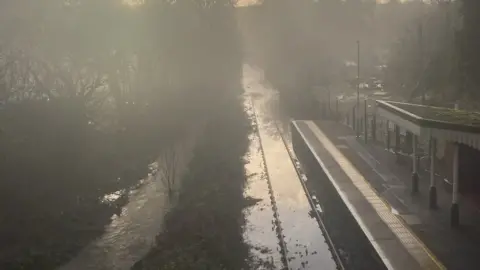 Great Western Railway  flooding on the track