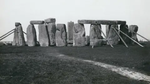 English Heritage Stones being propped up (1919_