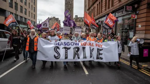 Getty Images equal pay campaigners in Glasgow