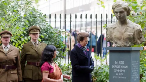 Getty Images Princess Anne unveiled a statue of Noor Inayat Khan in London's Gordon Square Gardens in 2012