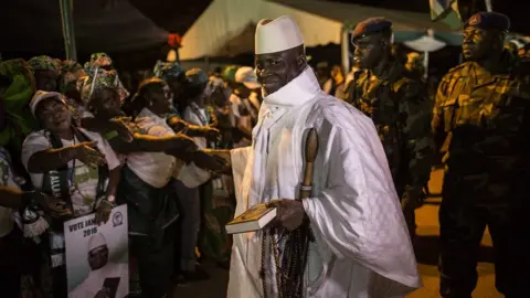 AFP Yahya Jammeh with supporters