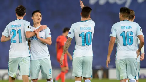 Zenit St Petersburg players celebrate