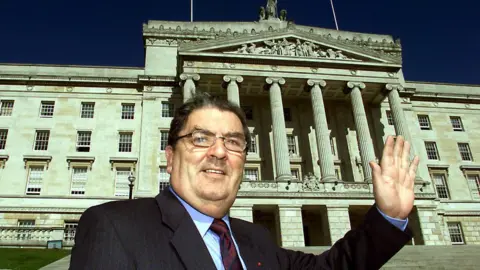 PA Media John Hume pictured at Stormont just before his last conference speech as SDLP leader