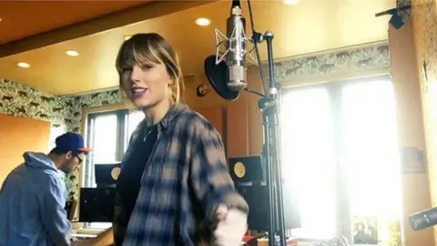 Taylor Swift / Instagram Taylor Swift in the studio with Jack Antonoff