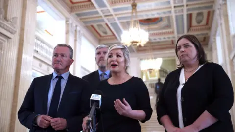 Pacemaker Michelle O'Neill with party colleagues