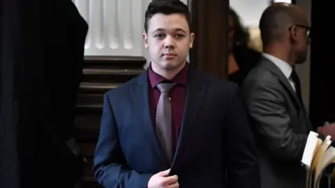 Getty Images Kyle Rittenhouse in court on 19 November 021