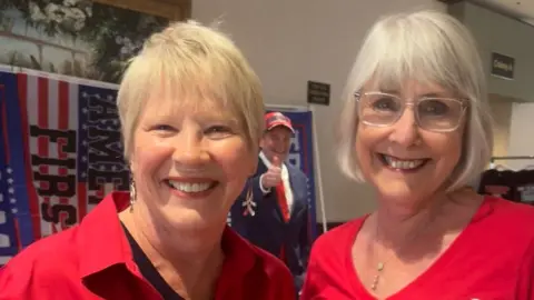 Cheryal Korfmann and Charli Thyne at a Republican Party convention in Greensboro, North Carolina