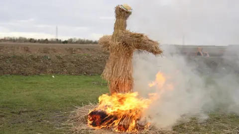 Richard Knights/BBC Straw bear burning, Whittlesey, 2024