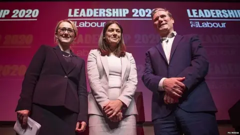 PA Media Rebecca-Long Bailey, Lisa Nandy and Sir Keir Starmer