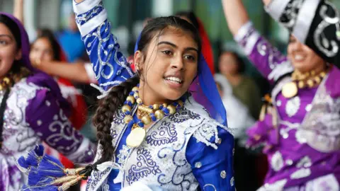 BBC Pictures of performers from the Birmingham 2022 Commonwealth Games three years to go event – the Commonwealth Social – which was held in Centenary Square in July 2019.