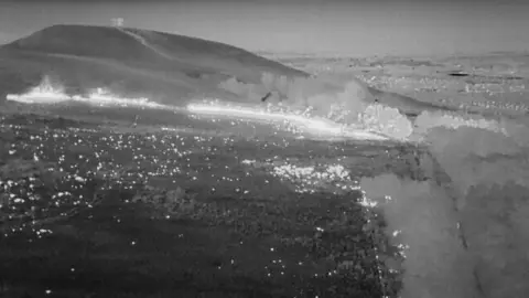 @LancashireFRS Thermal image footage of Winter Hill fire