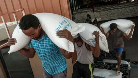 WFP grain in Abala, Ethiopia, 9 Jun 22