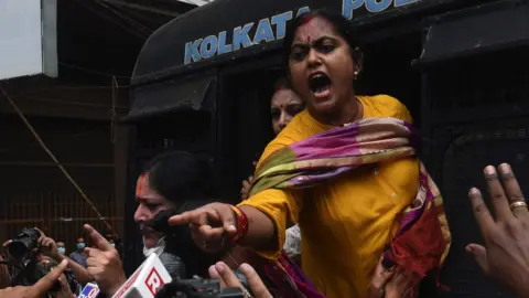 Getty Images A protester in Calcutta, India