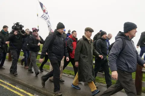 Christopher Furlong/Getty Images First leg of the March to Leave demonstration, embarking from Sunderland to Hartlepool
