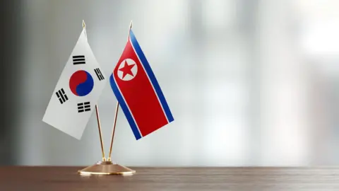 Getty Images South Korea and North Korea flags