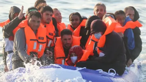 PA Media Migrants crossing the English channel