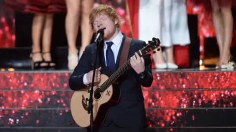 Getty Images Ed Sheeran on stage in France