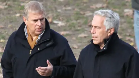 News Syndication Prince Andrew, left, and Jeffrey Epstein in New York's Central Park