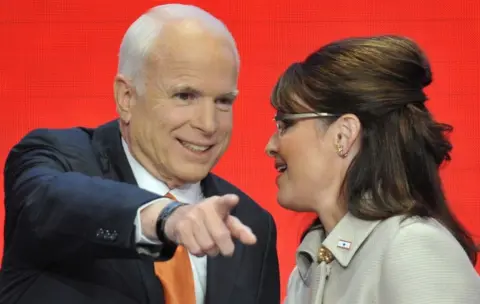 AFP/Getty Images John McCain pictured in 2008 with his presidential campaign running mate Sarah Palin