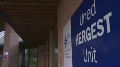 BBC Hergest unit sign at Ysbyty Gwynedd, Bangor