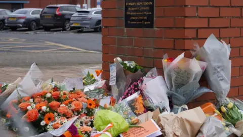 Blackpool FC Flowers at Stan Mortensen Statue