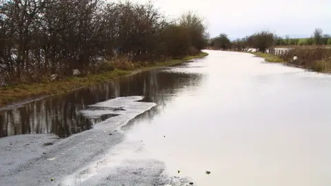 Flooded road in Linwood