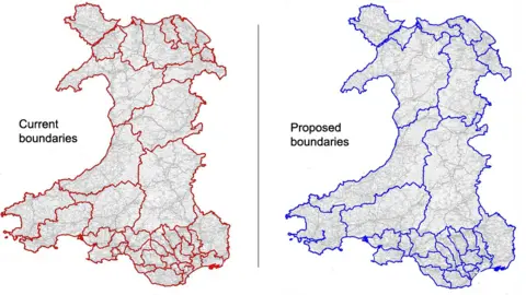 Current and revised proposals for parliamentary boundaries