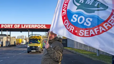 PA Media Protester at Port of Liverpool