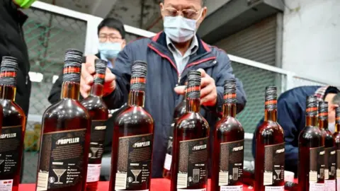 Getty Images Bottles of Lithuanian rum on display in Taiwan