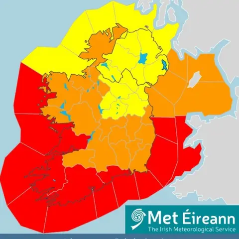 Met Eireann Friday weather warning, Met Eireann