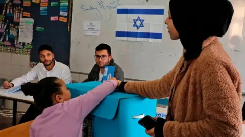 Getty Images Israeli Arab woman votes in election, 2 March 2020