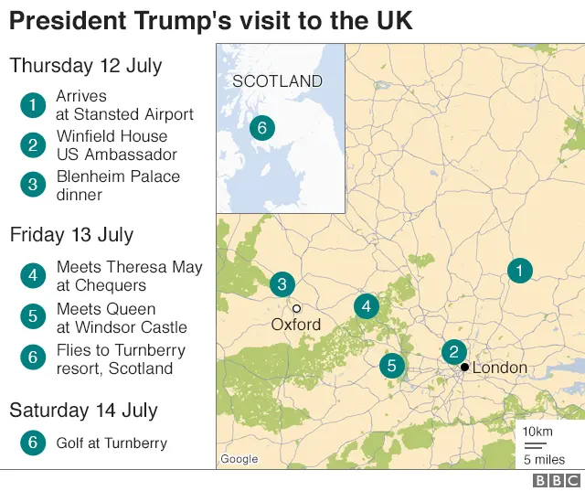 president's schedule for UK visit