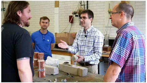 BBC News Loughborough University team investigating RAAC concrete