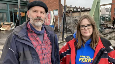 BBC John Raymond-Barker and Carrie Browne stand in Underfall Yard