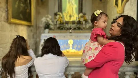 Palestinian Christians at Church of the Nativity in Bethlehem